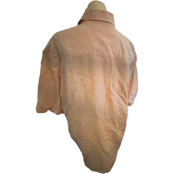 Cubavera Men's Short Sleeve Linen Shirt Size Large, Light pink - Picture 4 of 5